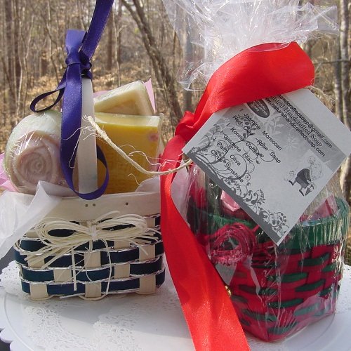 Five Piece All Natural Holiday Handmade Soap Gift Basket