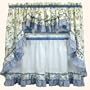 Dreams Blue Floral with Gingham Check Kitchen Tier Curtain, 56'X24" Tier