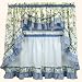 Dreams Blue Floral with Gingham Check Kitchen Tier Curtain, 56'X24" Tier
