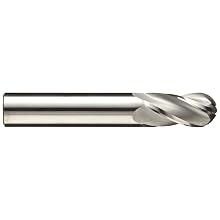 Precision Twist EB3304 Solid Carbide End Mill, Uncoated (Bright) Finish, 4 Flute, Ball End