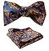 HISDERN Bow Ties for Men Paisley Self Tie Bow Tie and Pocket Square Set Classic Business Formal Tuxedo Men's Bowtie Handkerchief for Wedding Party