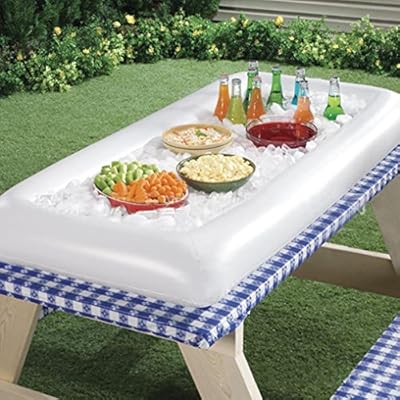 Inflatable Serving/Salad Bar Tray Food Drink Holder BBQ Picnic Pool Party Buffet Cooler,with a Drain Plug