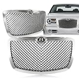 2005 - 2010 Chrysler 300 300C Chrome Front Mesh Hood Bumper Grille w  B Emblem by RS Type