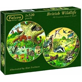 Falcon De Luxe - Animals Collection - British Wildlife 2 x 500 Piece Jigsaw Puzzle in a Box