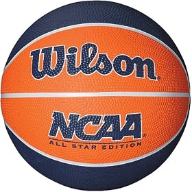 Wilson NCAA Mini Rubber Basketball, Orange/Navy