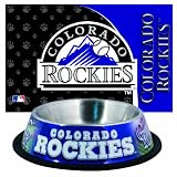 MLB Colorado Rockies Pet Bowl and Mat Combo