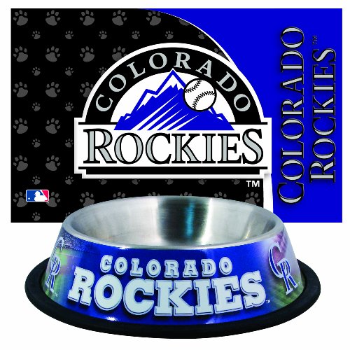 MLB Colorado Rockies Pet Bowl and Mat Combo