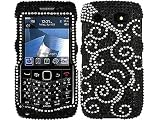 Vine Black Bling Rhinestone Faceplate Diamond Crystal Hard Skin Case Cover for Blackberry Pearl 2 3g 9100
