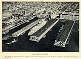 IMAGE OF 1931 Print Brooklyn New York Docks Ships Pier Americas First Port S. S. Bremen - Original Halftone Print