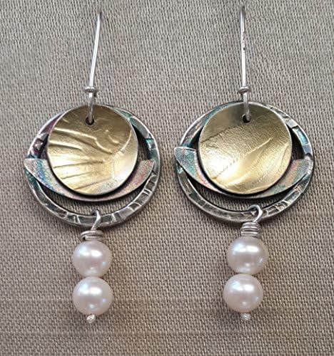 Drop Earring-Half Moon w 2 Pearls