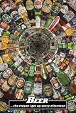 Beer (The Reason I Get Up Every Afternoon) Black Wood-Mounted Art Poster Print - 24 X 36