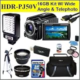 61qrE19R4nL. SL160  Sony Handycam HDR PJ50V 220GB 1080p HD Video Camcorder Package W/ 16GB SD Memory + 2X Telephoto Lens + Wide Angle Lens + Video Light + Case + Tripod & Much More!!! Reviews