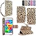 Cellularvilla Pu Leather Wallet Flip Open Pocket ID Card Holder Slots Case Cover Stand Wrist Strap Compatible with Samsung Galaxy Grand Prime SM-G530H G5308W (Brown Leopard)