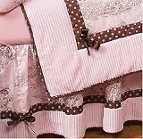 JoJo Designs 9-Piece Baby Crib Bedding Set - Pink and Brown French Toile and Polka Dot