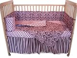 Tadpoles Pink & Brown Damask 4 piece Crib Set