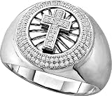 Mens White Gold Diamond Cross Ring Size 10