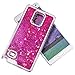 Samsung Galaxy Note 4 Case-Yerwal Creative Design Transparent Flowing Bling Glitter Quicksand Stars Hard Plastic Transparent Case Cover for Samsung Galaxy Note 4(Fushia)