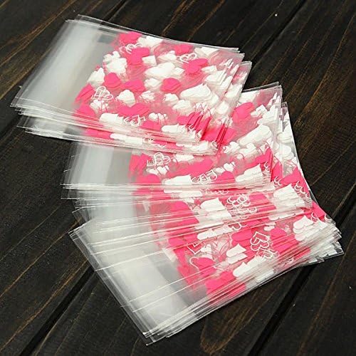 Ainest 100pcs Self Adhesive Cookie Candy Package Gift Bags Cellophane Wedding Birthday Love Valentine