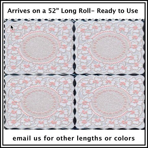 #R508 Decorative Vinyl lace Table Toppers on Rolls, 52"x 11 Yards (396 Inches). Easy to Cut to Size-Tablecloths, Runners, Place Mats or other decor ideas. Arrives READY TO USE-NO wrinkles-Clear