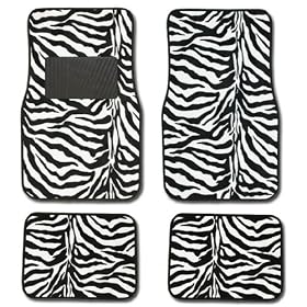 Zebra Black & White Carpet Car Floor Mats