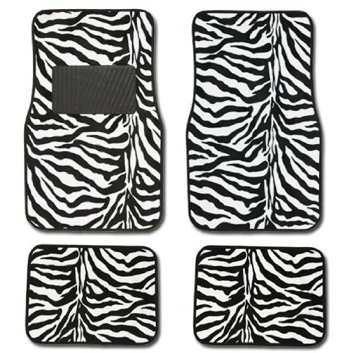 Zebra Animal Print Auto Floor Mat 4 pcs