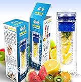 Basily Infuser Water Bottle - 28 ounce - Made with Commercial Grade Tritan-Blue, Blue