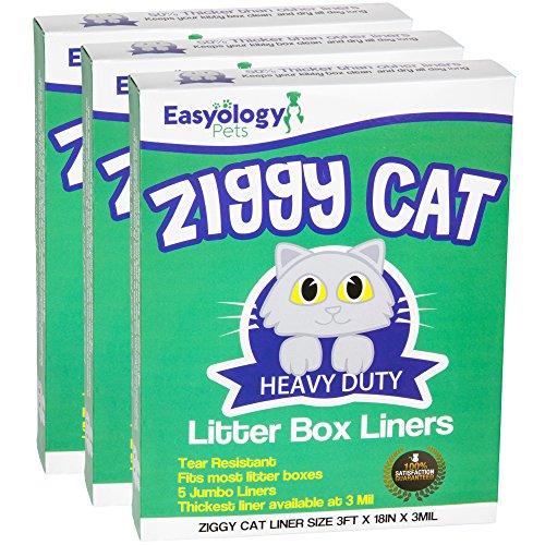 Ziggy Cat Litter Box Liners- Super Strong and Thick Litter Box Liners 3-Pack (15 Liners)