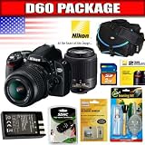 Nikon D60 10.2MP Digital SLR Camera with 18-55mm f/3.5-5.6G AF-S DX VR Nikkor Zoom Lens and Nikon 55-200mm f4-5.6G ED AF-S DX Nikkor Zoom Lens Package 1