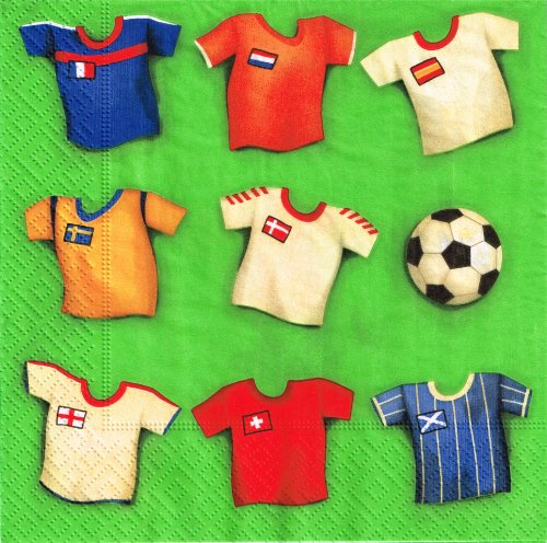 20 Servietten Soccer Shirt – Fußballtrikots / Fußball / Trikot 33x33cm