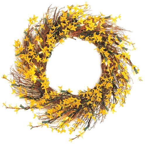 GKI Bethlehem Lighting 35 Clear Mini Light Yellow Forsythia 19-Inch Indoor Wreath