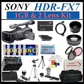 Sony Hdr-fx7 3cmos HDV 1080i Camcorder + Huge Accessories Package Including Wide Angle Macro Lens + 2x Telephoto + 3 Pc Filter Kit + 1gb Pro Duo Memory Card + 1x Extended Life Battery + 5 Minidv Tapes + Minidv Head Cleaner + Carrying Case + Tripod & Much More !!