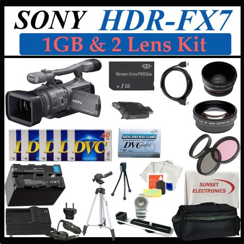 Sony HDR-FX7 3cmos HDV 1080i Camcorder + Complete Lens, Battery & Tripod Accessories Package (Everything you Need)