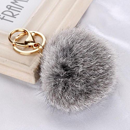 PrimaryKeyUS Chraming Practical1pc New Style Rabbit Fur Ball Keychain Multifunctional Functional Cyan Delicated