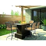 IMAGE OF Firegear Key West Outdoor Propane Gas Fire Pit Bar Table With Slate Tile Top And Clear Fire Glass