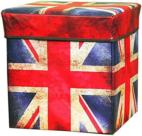 Apriling Vintage Printed Foldable Storage Box Footstool Locker Storage Shoes-changing Bench FlagA