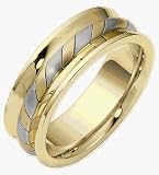 7.5mm Woven Style Two-Tone 18 Karat Gold Comfort Fit Wedding Band Ring