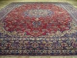 10 X 13 Red Navy Floral Design Hand Knotted Wool Persian Area Rug G204