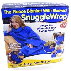 Adult snuggle wrap blanket with sleeves (Blue)