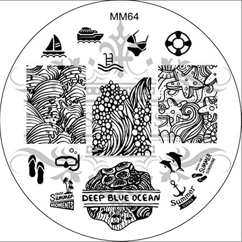 MESSY MANSION MM64 Nail Art Stamping Plate - Summer Beach Holiday