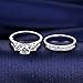 Bamoer Set of 2 18K White Gold Plated Princess Cut Big Round Cubic Zirconia 3 Stone Engagement Wedding Ring Set for Her Women Girls Sizes 6 to 9