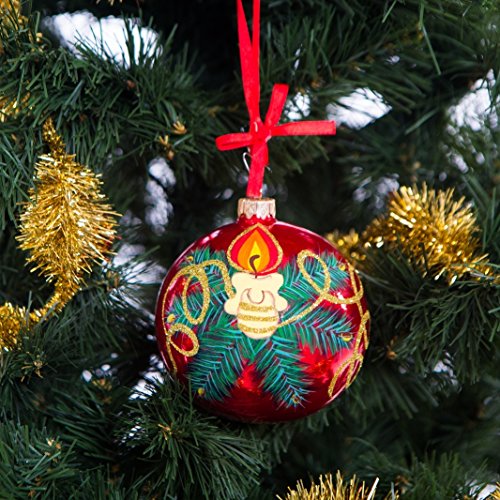 Handpainted Glass Christmas ornaments Tree balls 100mm handmade. New year round ball decoration Xmas 2016 decorations designer collection ornament (Candle)