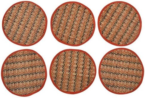 Tiger54 LLC 6 Piece Woven Bamboo Coaster Set (6.5 Inch by 6.5 Inch), Classy, Eco-friendly, Great Addition to Tableware