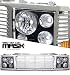 88-98 Chevy / GMC C10 94-99 Tahoe Suburban Yukon Range Rover Style Con Headlight Chrome GRI / Black HL