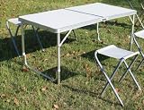 Ensemble table et tabourets de camping pliable portable familial, hauteur réglable, 120x60x70cm, So-8812-F