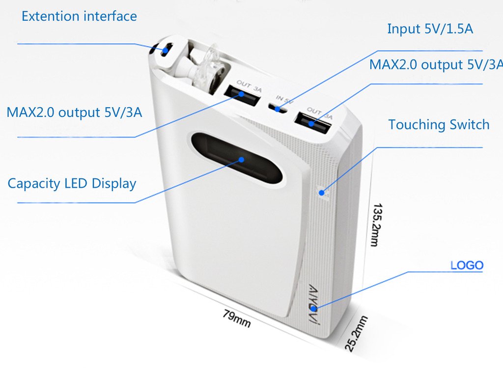 Amazon.com: Taousa 70296 Aiyovi 13000mah Power Bank and Bluetooth ...
