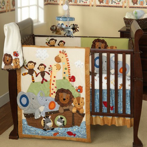 Lambs And Ivy 4 Piece Baby Crib Bedding Set In SS Noah