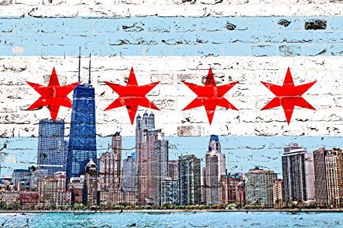 Chicago Flag Street Skyline (49" x 33")