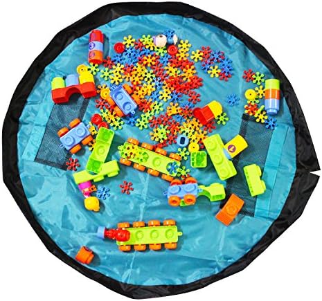Cockel Toy Storage Bag for Kids Activity Mat Portable Lego Organize Foldable Picnic Camping Mattress Shoulder Bag 60 In(Turquoise)