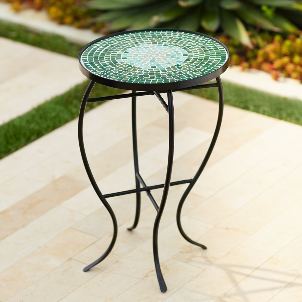 Bella Green Mosaic Outdoor Accent Table