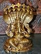 Lord Ganesha-sitting Ganesha on Seven Headed Sepent in Brass From India 8"